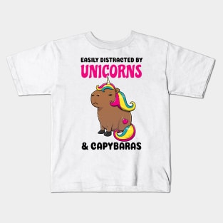 Easily Distracted by Unicorns and Capybaras Kids T-Shirt